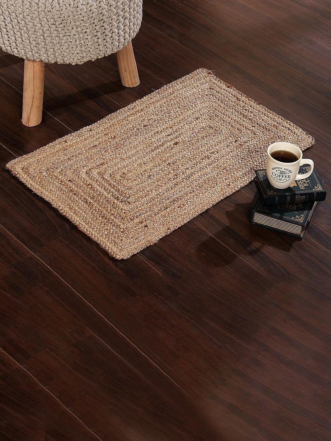 

SASHAA WORLD Tan Jute Braided Rectangle Floor Mat