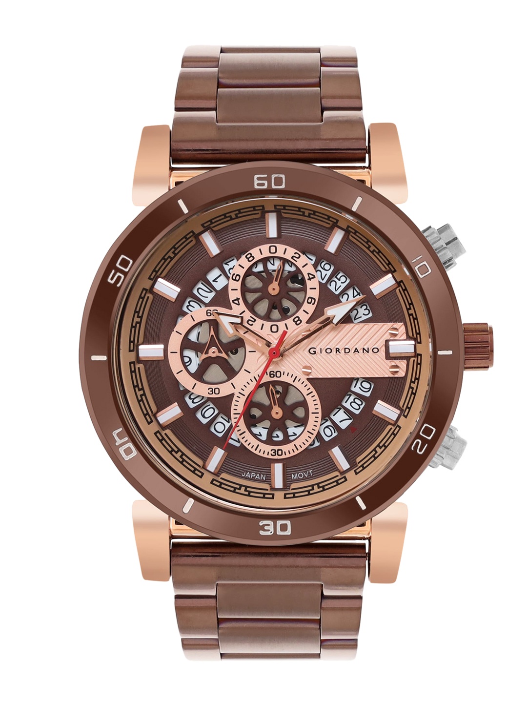 

GIORDANO Men Dial & Bracelet Style Straps Analogue Watch GD-50013-33, Brown