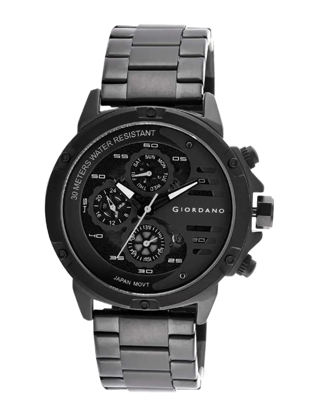 

GIORDANO Men Patterned Dial & Black Bracelet Style Straps Analogue Watch, Grey