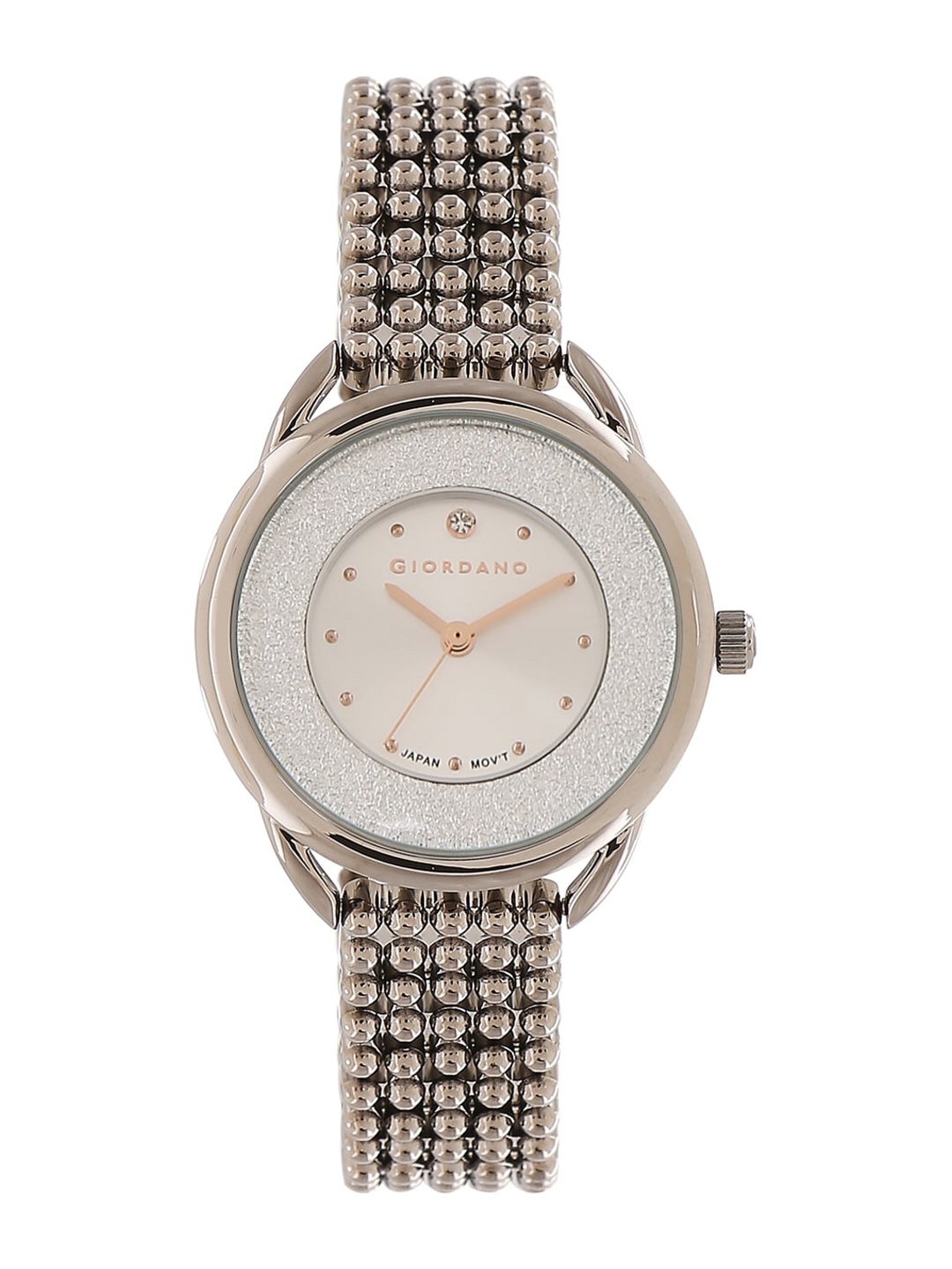 

GIORDANO Women Silver-Toned Embellished Dial & Silver Toned Bracelet Style Straps Analogue Watch