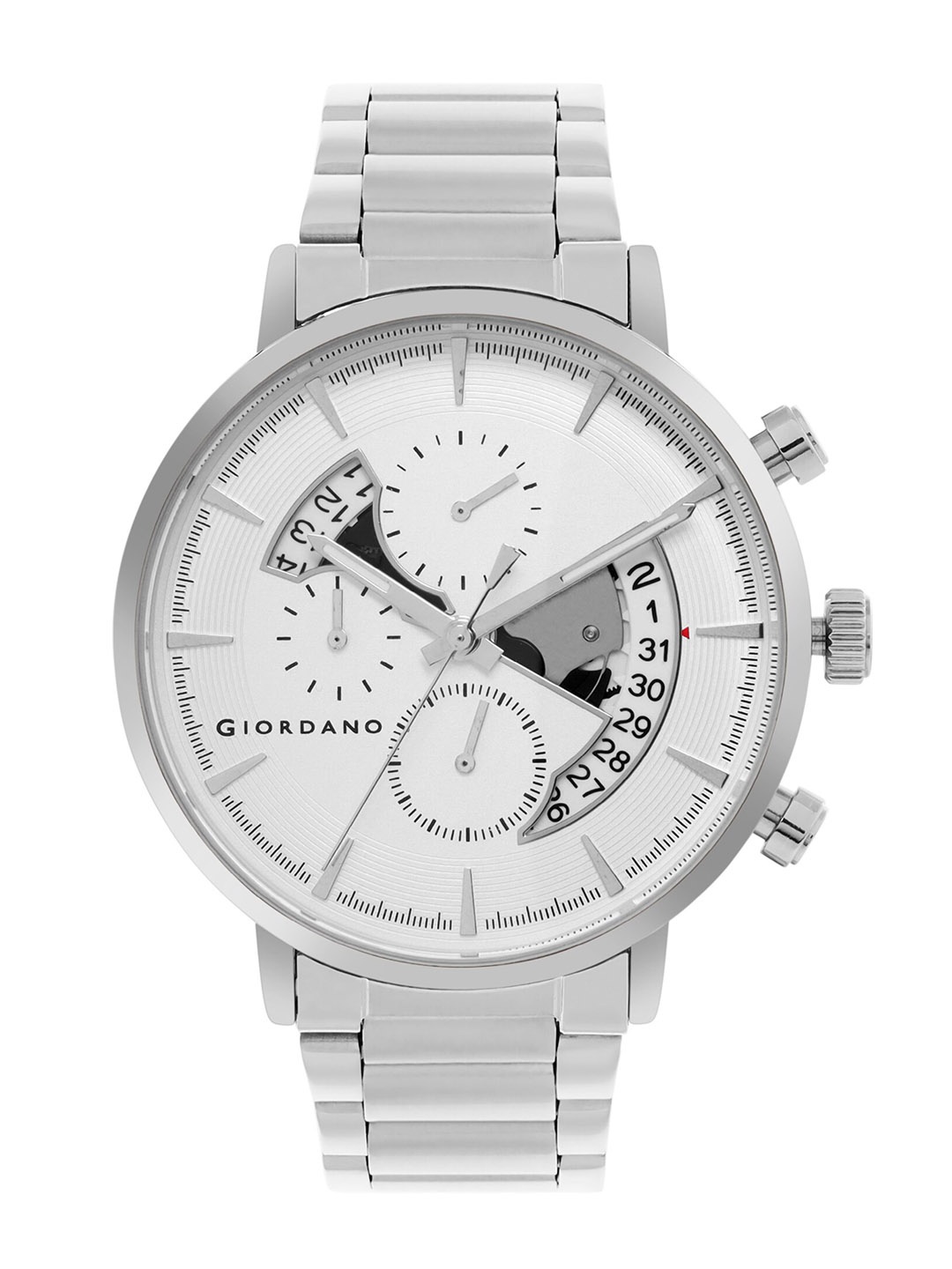 

GIORDANO Men Silver-Toned Dial & Silver Toned Bracelet Style Straps Analogue Watch