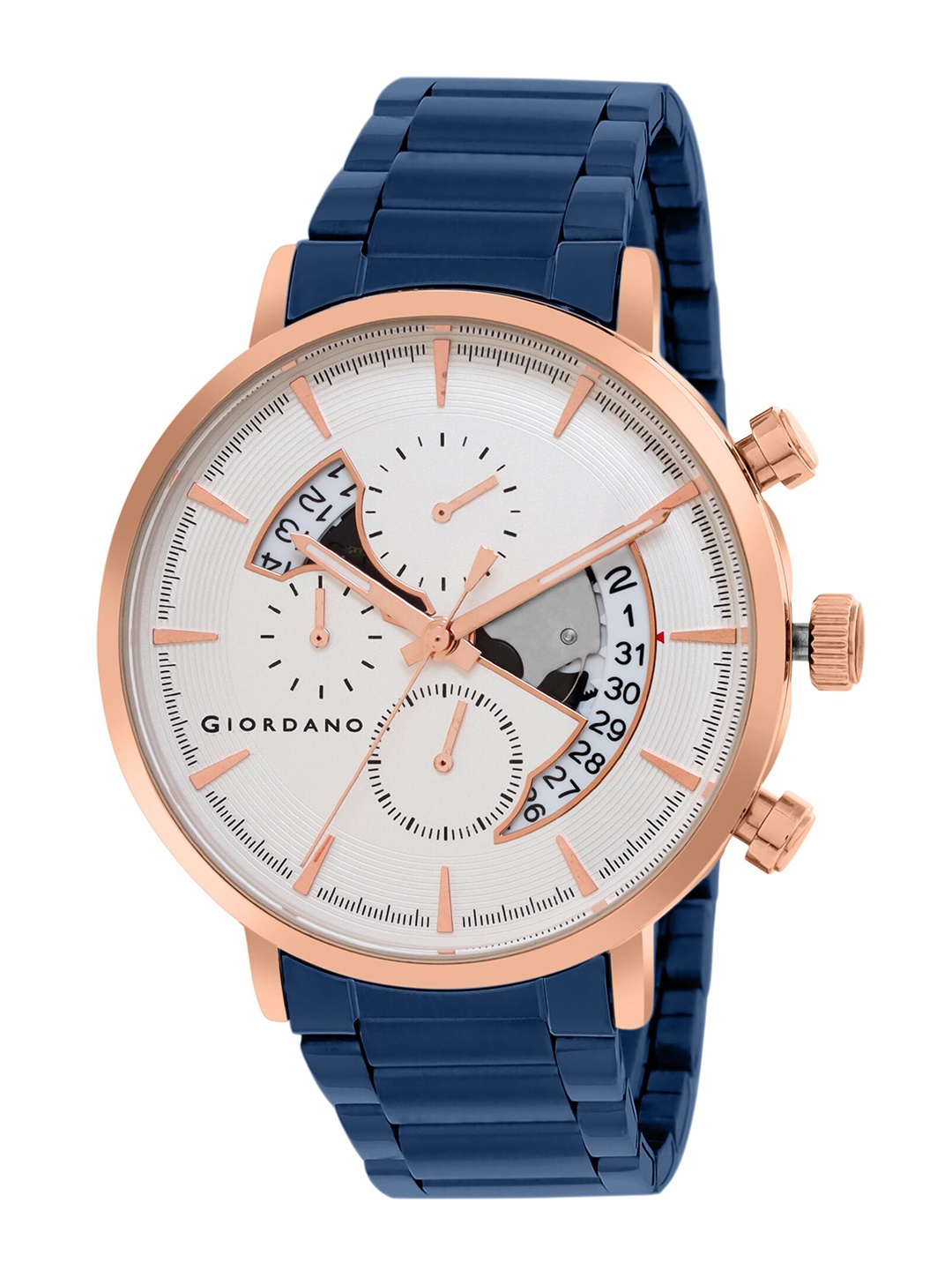 

GIORDANO Men Round Dial & Bracelet Style Straps Analogue Watch- GD-50010-33, Navy blue