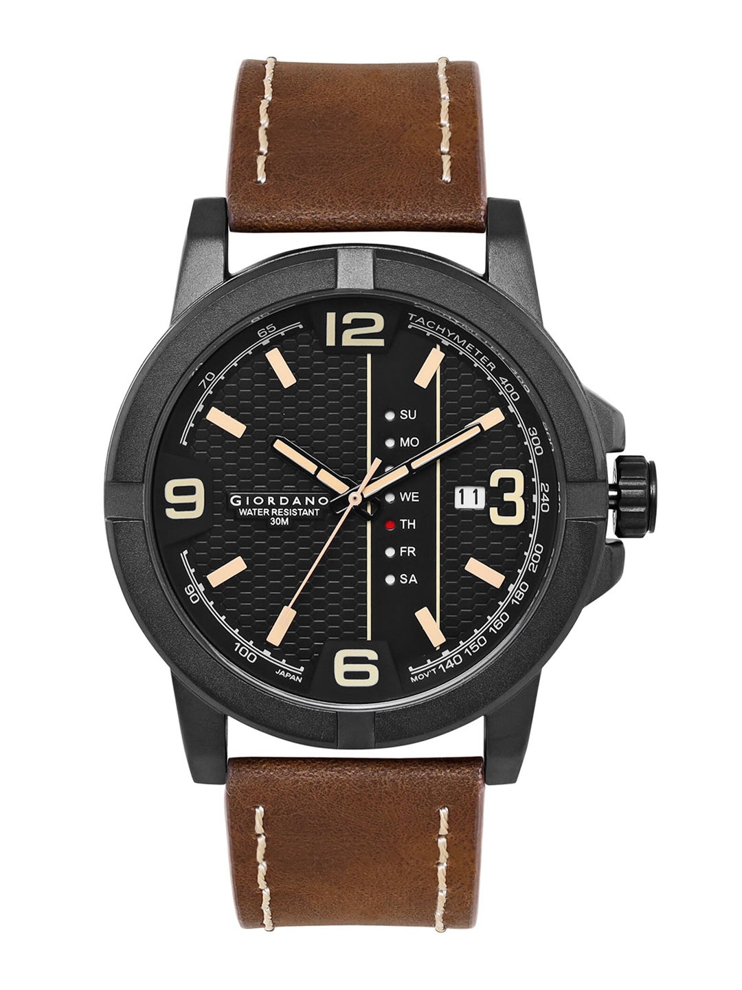 

GIORDANO Men Dial & Leather Straps Analogue Watch GD-50007-01, Black