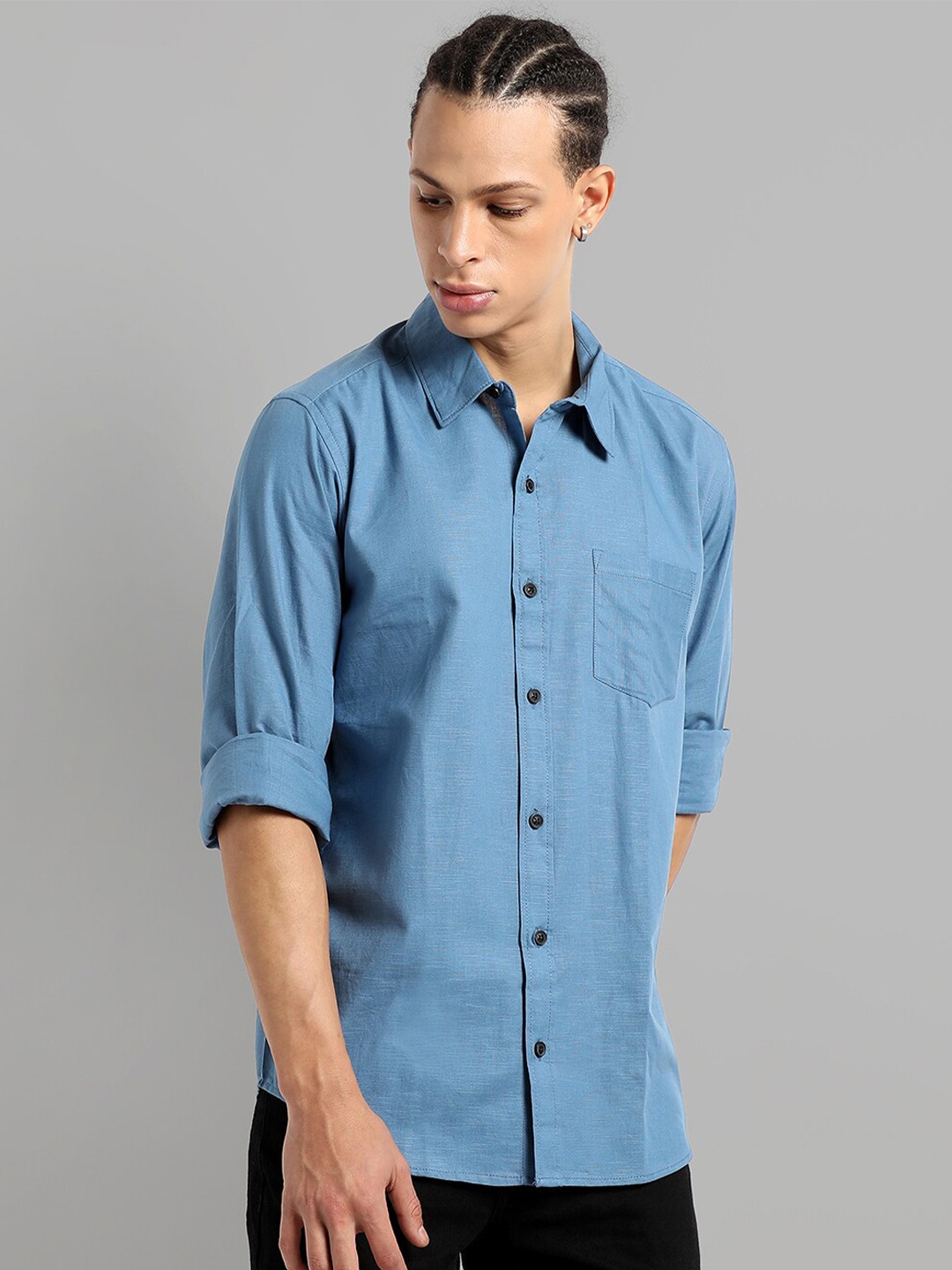 

Campus Sutra Men Classic Casual Cotton Shirt, Blue