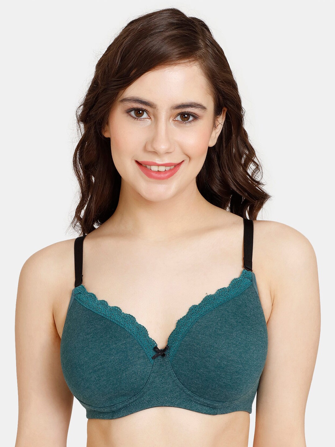 

Rosaline by Zivame Seamless Non-Wired Lightly Padded Bra RO1251FASH0BLUE, Green
