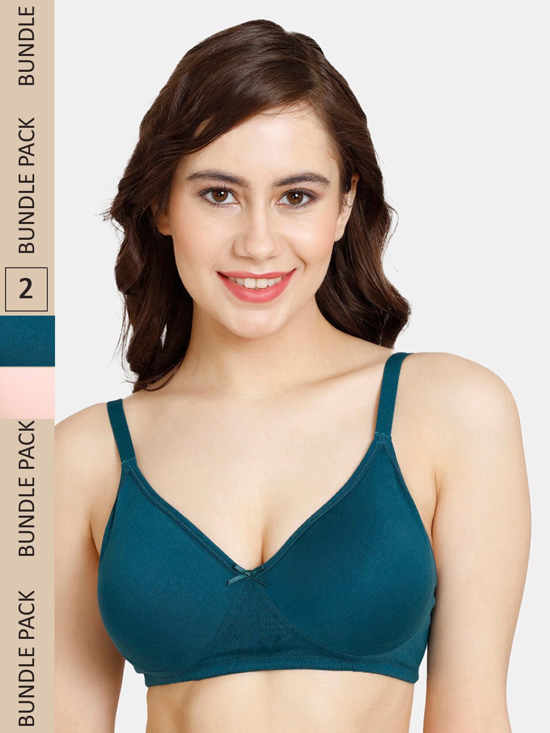 

Rosaline by Zivame Pack of 2 Seamless Non-Padded Bra RO1315FASHASRTD, Pink