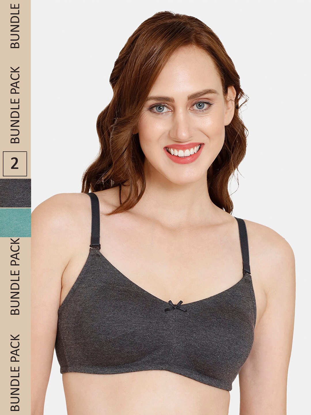 

Rosaline by Zivame Pack of 2 Seamless Non-Padded Bra RO1316FASHHASTP, Green