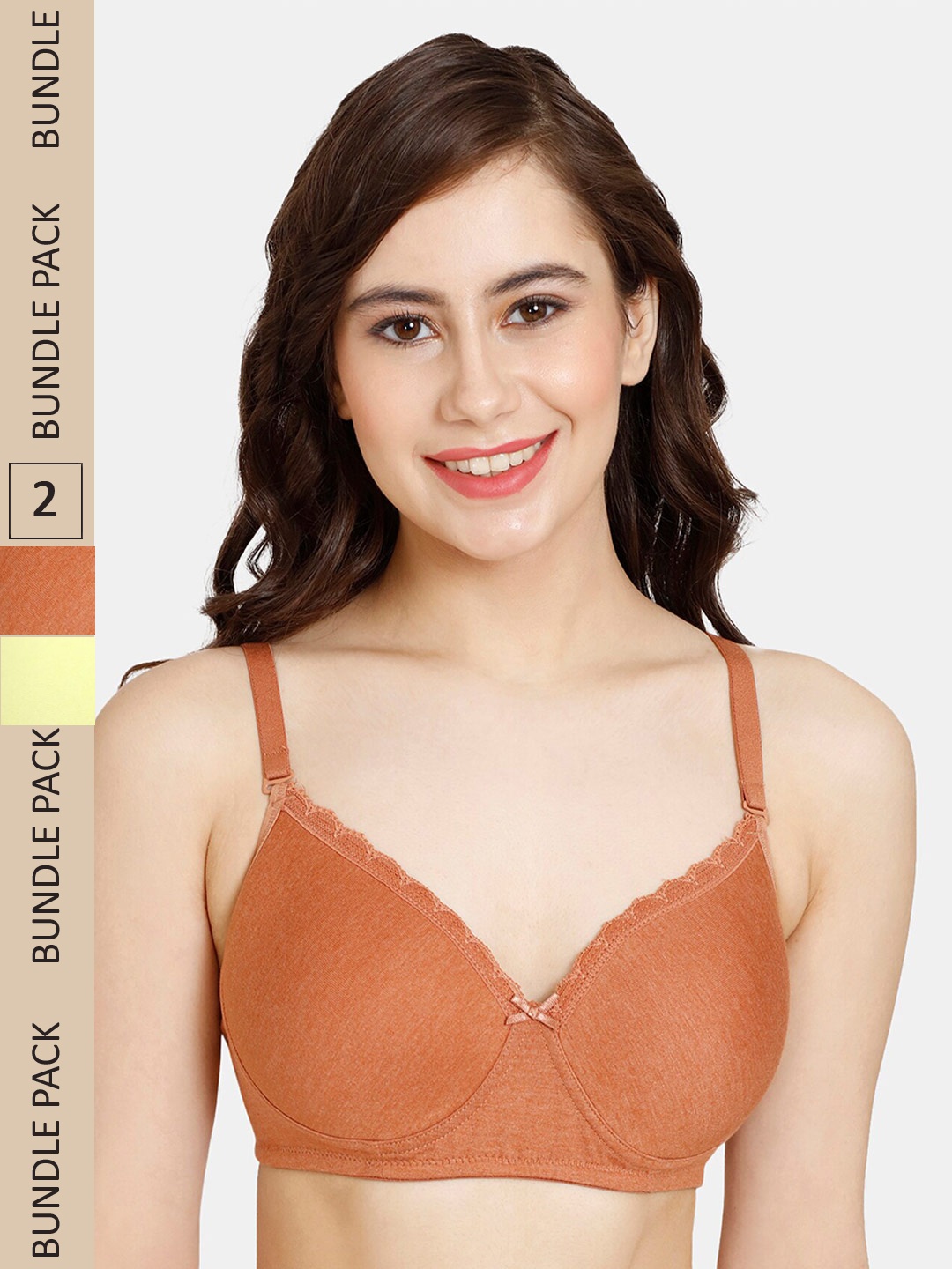 

Rosaline by Zivame Pack of 2 Seamless Lightly Padded Bra RO1319FASHASRTD, Yellow