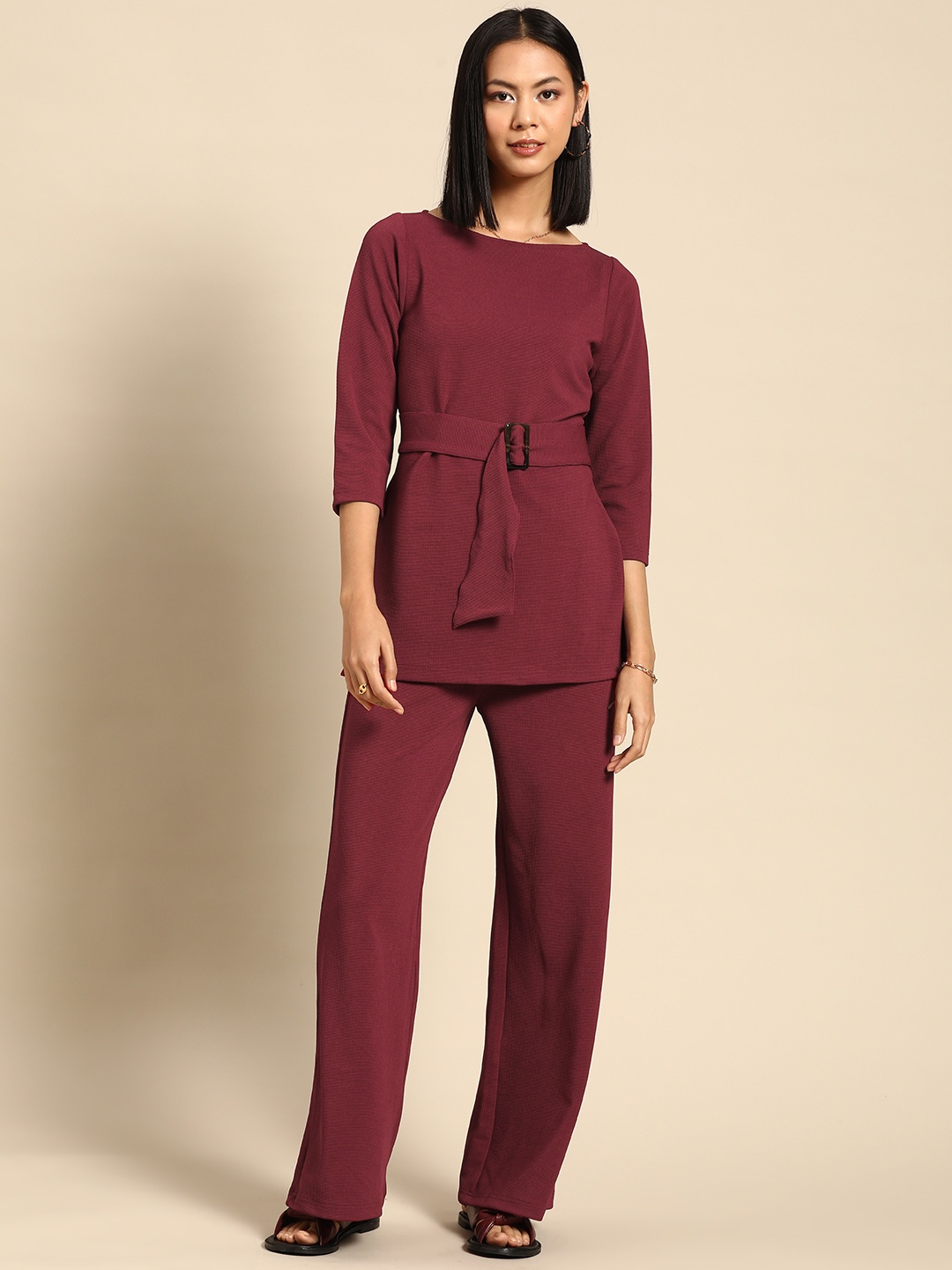 

MABISH by Sonal Jain Women Sweatshirt with Trousers, Maroon