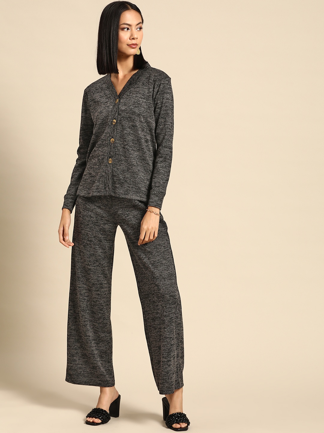 

MABISH by Sonal Jain Women Sweatshirt with Trousers, Charcoal