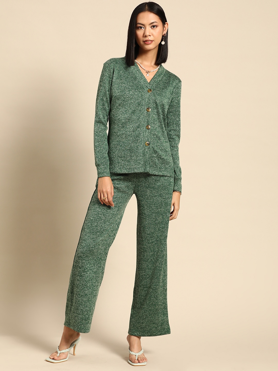 

MABISH by Sonal Jain Women Sweatshirt with Trousers, Green