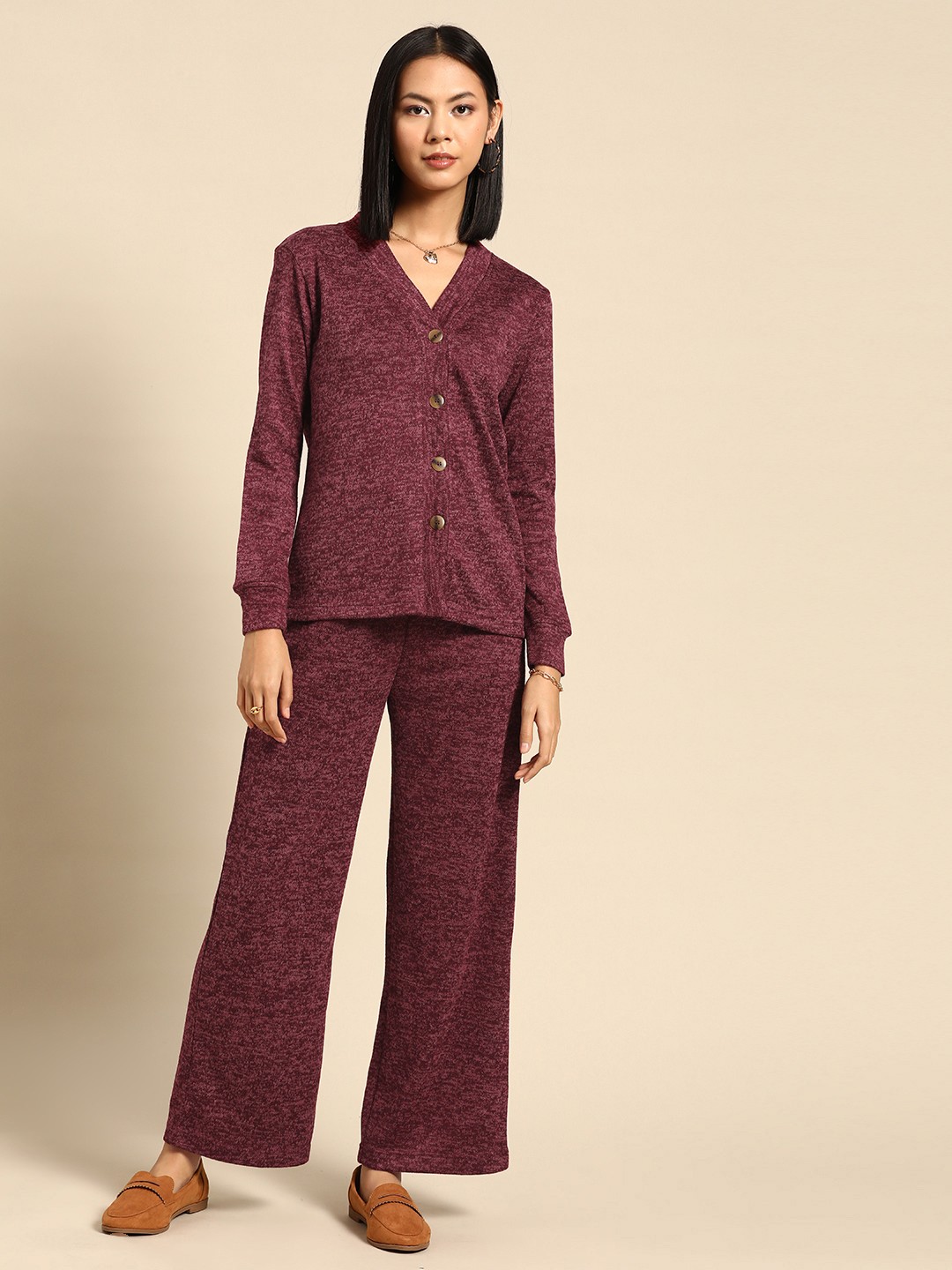 

MABISH by Sonal Jain Women Sweatshirt with Trousers, Maroon