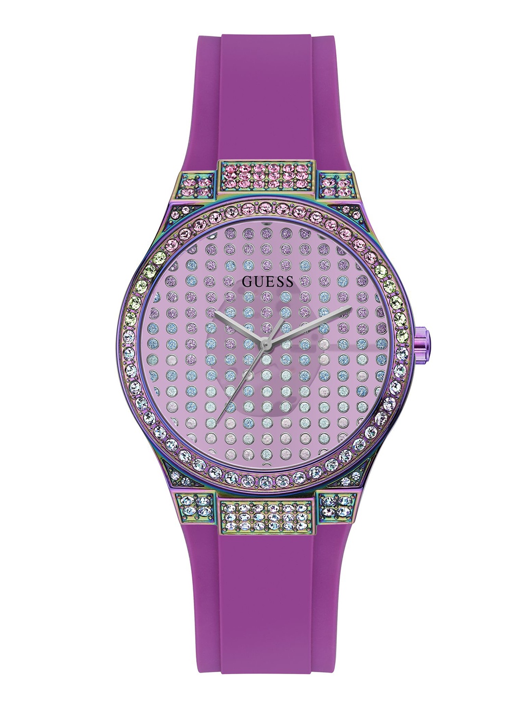 

GUESS Radiance Embellished Analogue Watch GW0482L2, Silver