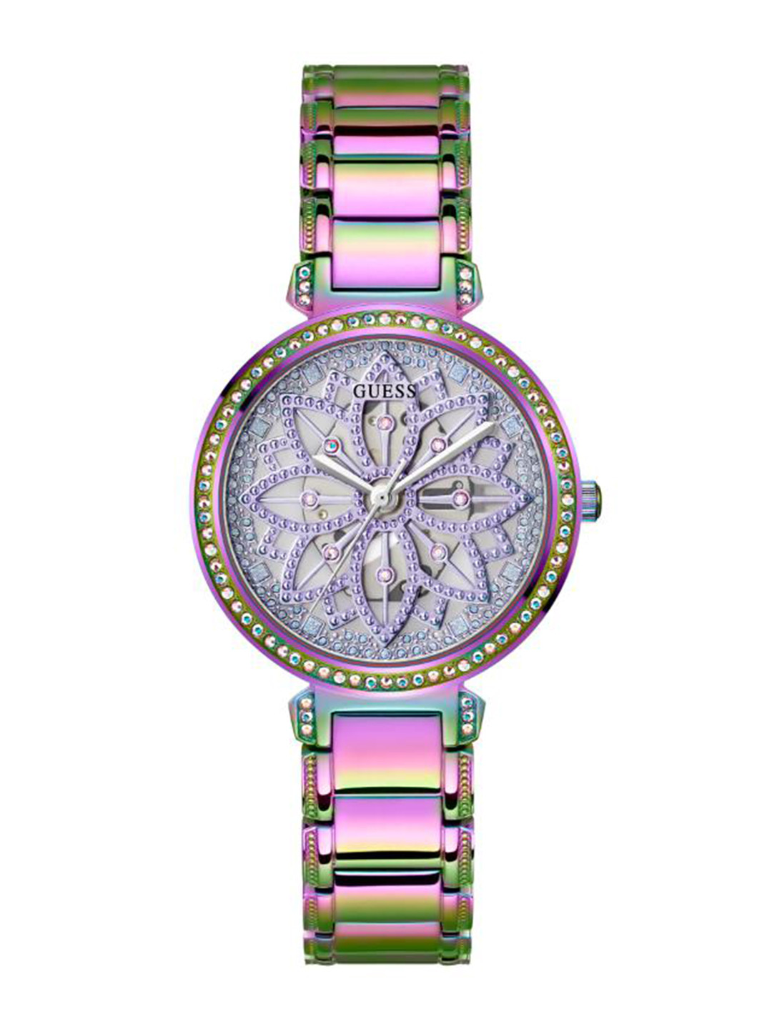 

GUESS Women Embellished Dial & Stainless Steel Straps Analogue Watch GW0528L4, Pink