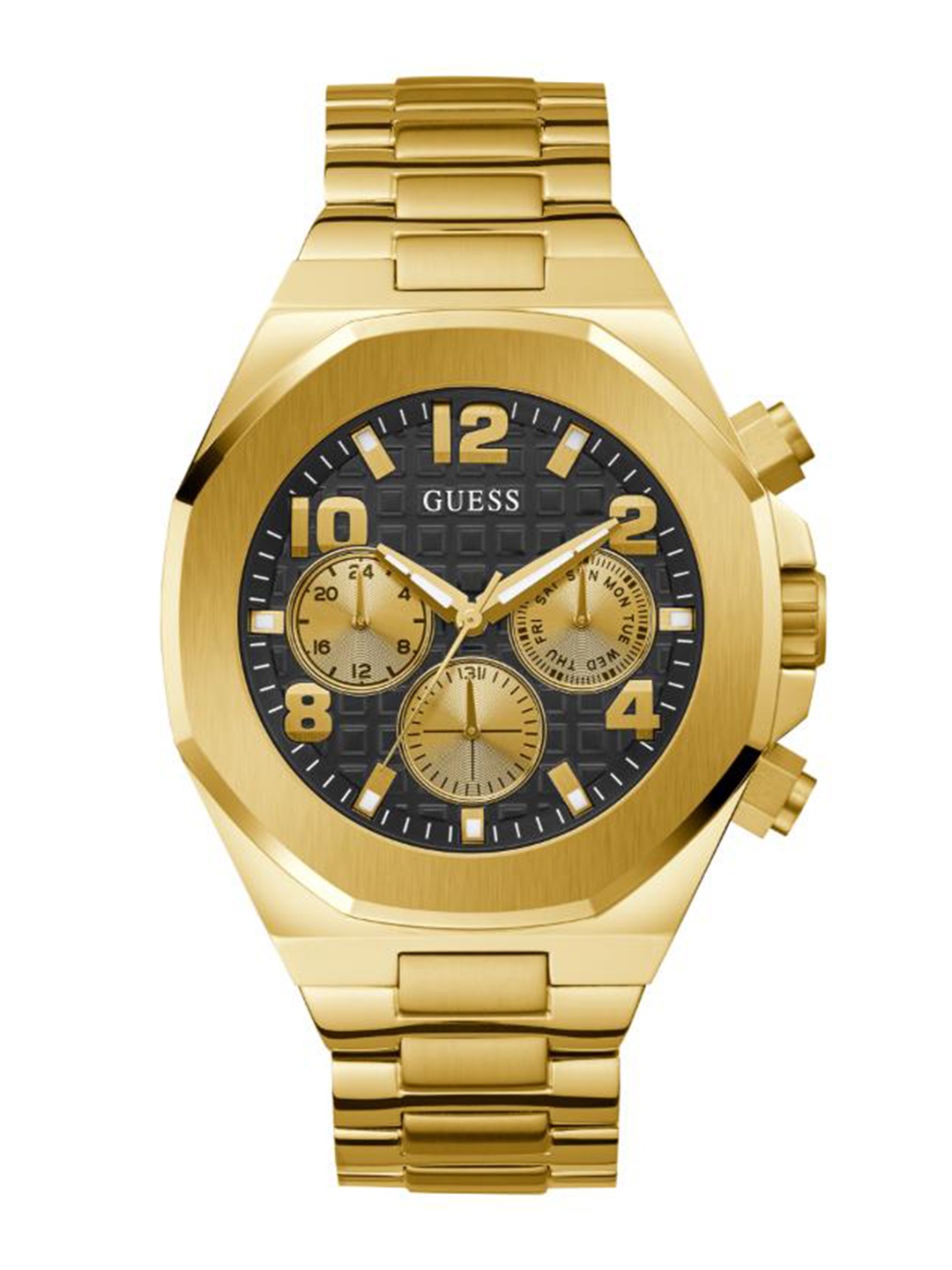 

GUESS Men Dial & Bracelet Style Straps Analogue Watch GW0489G2, Gold