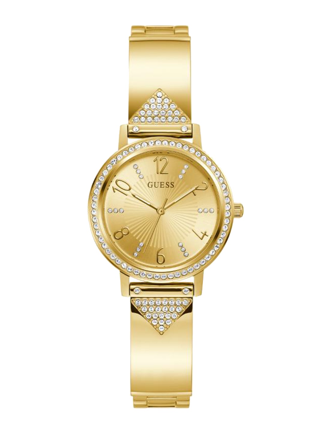 

GUESS Women Embellished Dial & Bracelet Style Straps Analogue Watch GW0474L2, Gold