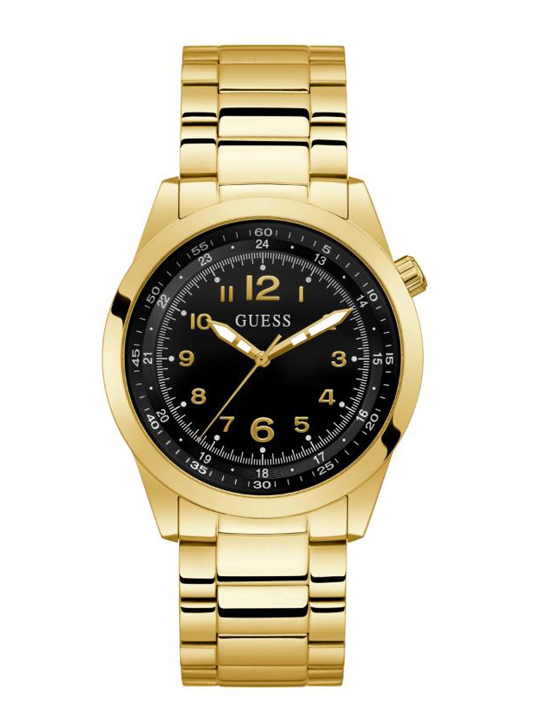 

GUESS Men Dial & Bracelet Style Straps Analogue Watch GW0493G2, Gold