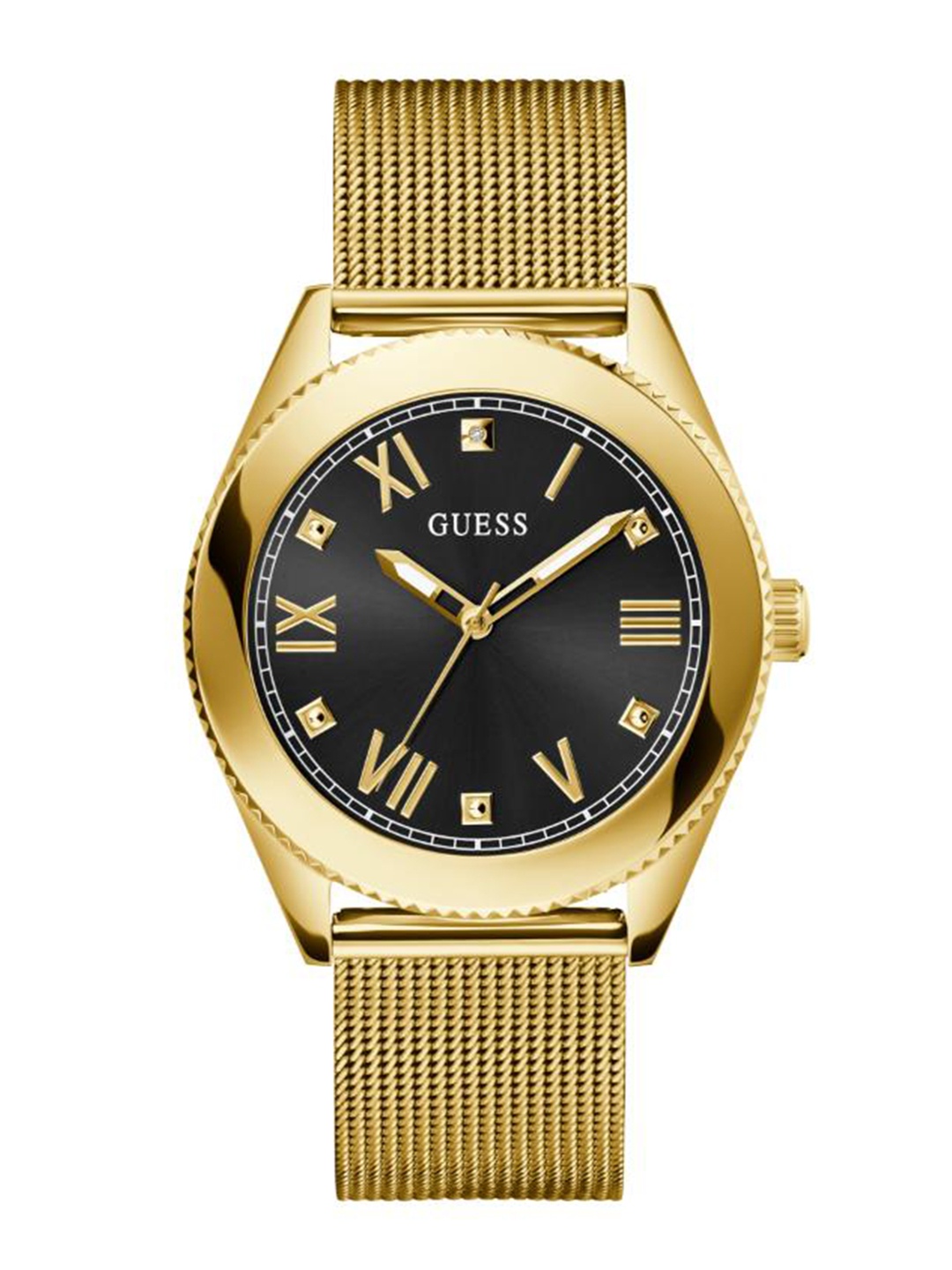 

GUESS Men Stainless Steel Bracelet Style Straps Analogue Watch, Black