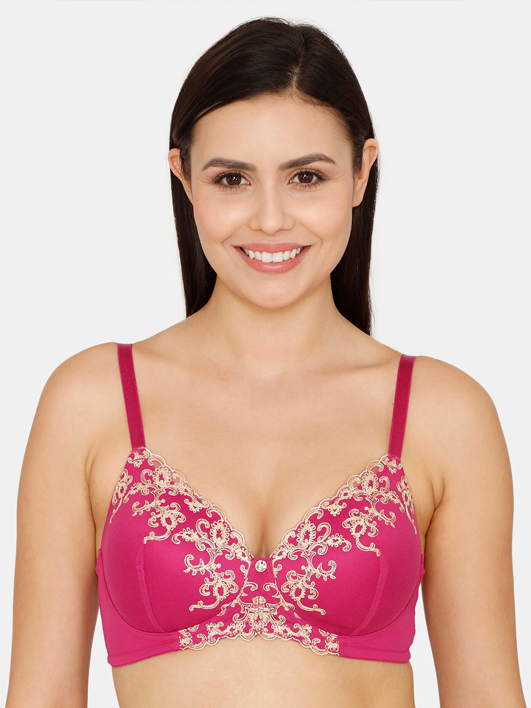 

Zivame Floral Non-wired Lightly Padded Bra ZI11HQFASHBPINK, Pink