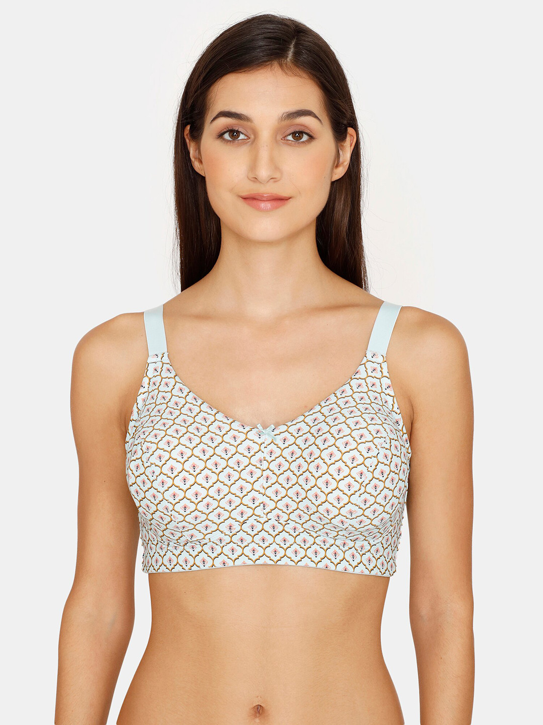 

Zivame Printed Seamless Non-Wired Non-Padded Bra ZI11H8FASHEBLUE, Blue