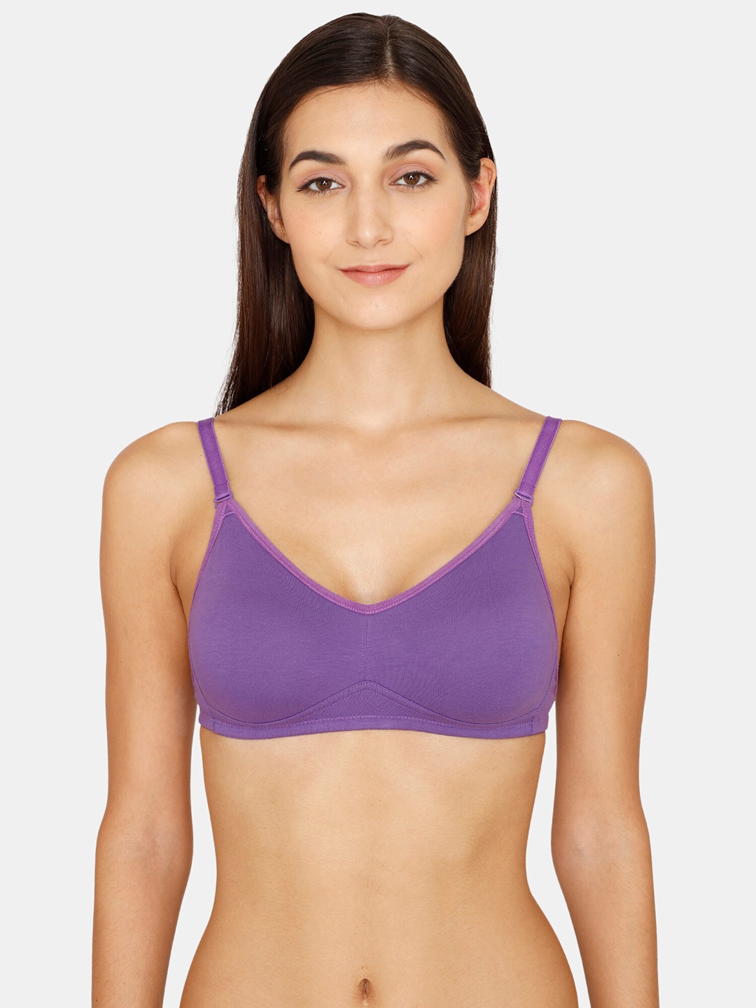 

Zivame Non Wired Non Padded Transparent Back Cotton T-shirt Bra, Purple