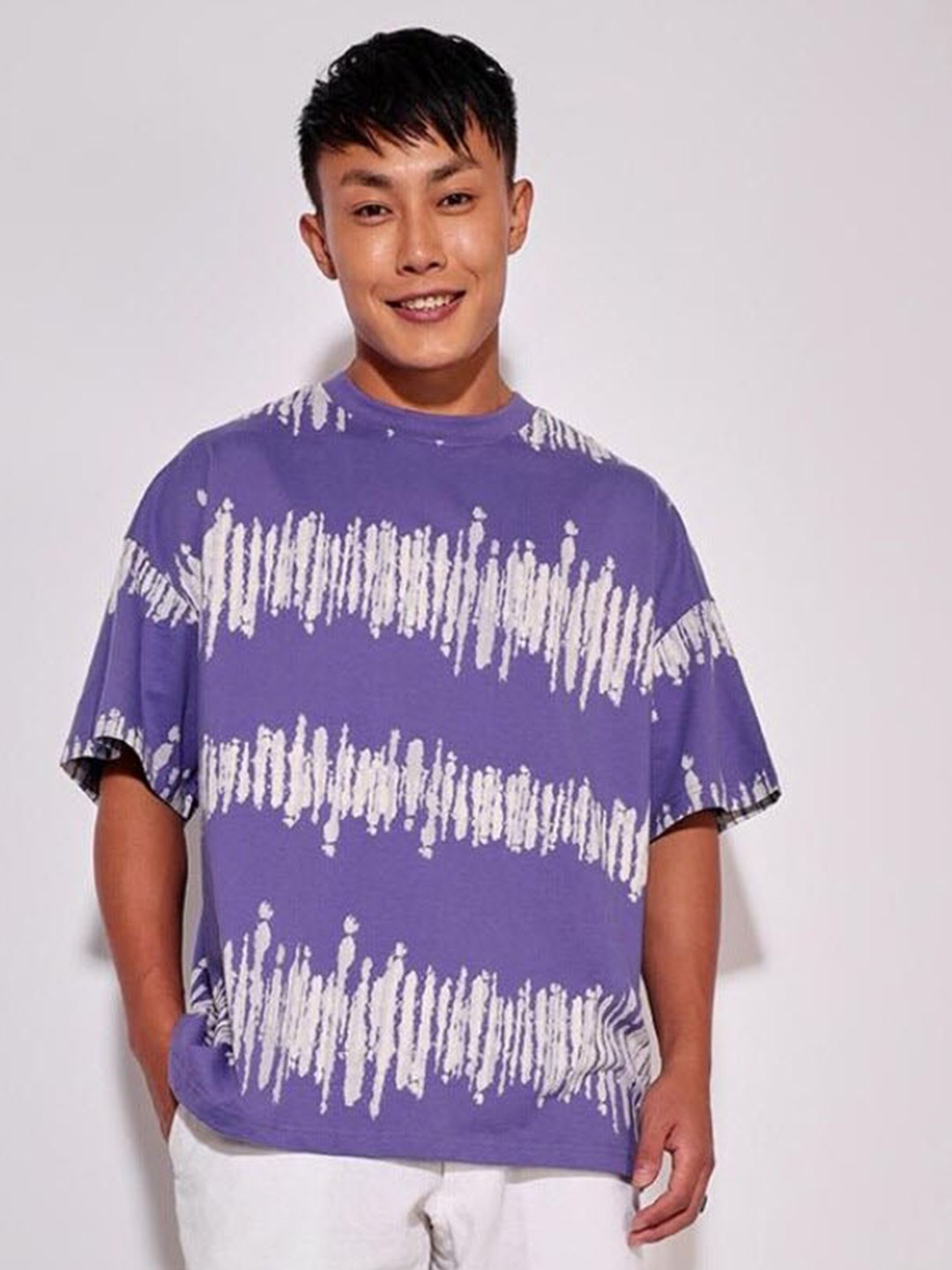 

Bewakoof Unisex Tie and Dye Loose Cotton T-shirt, Purple