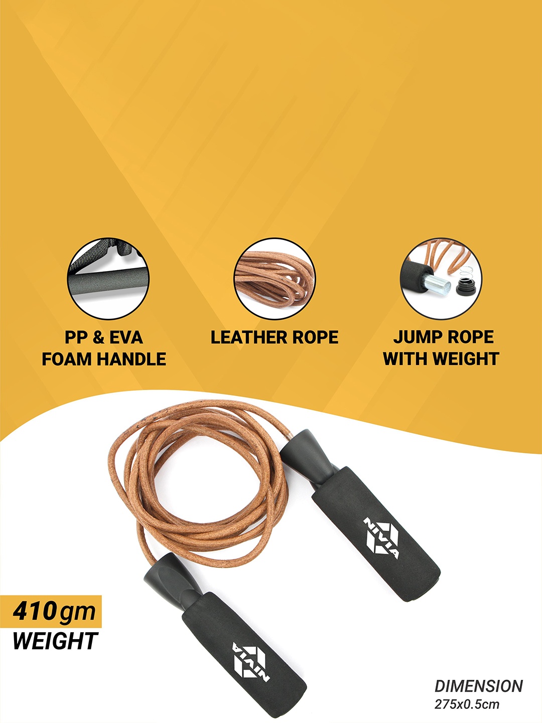 

NIVIA Leather Double Blister Jump Rope, Brown