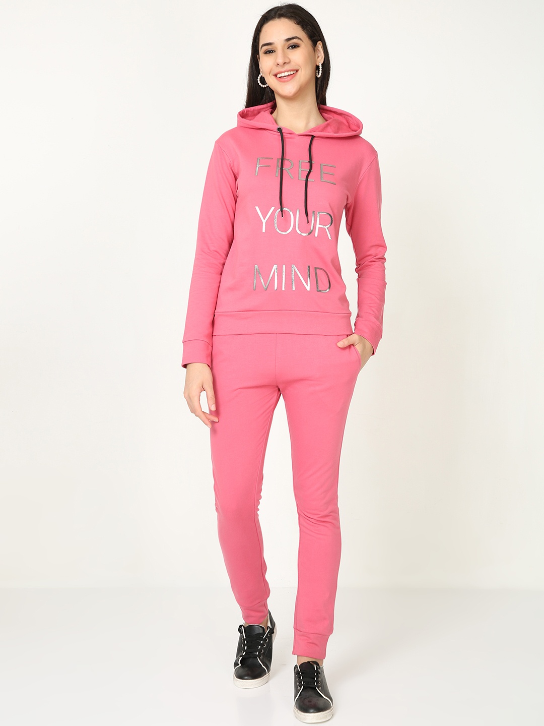 

9shines Label Women Printed Pure Cotton Night suit, Peach