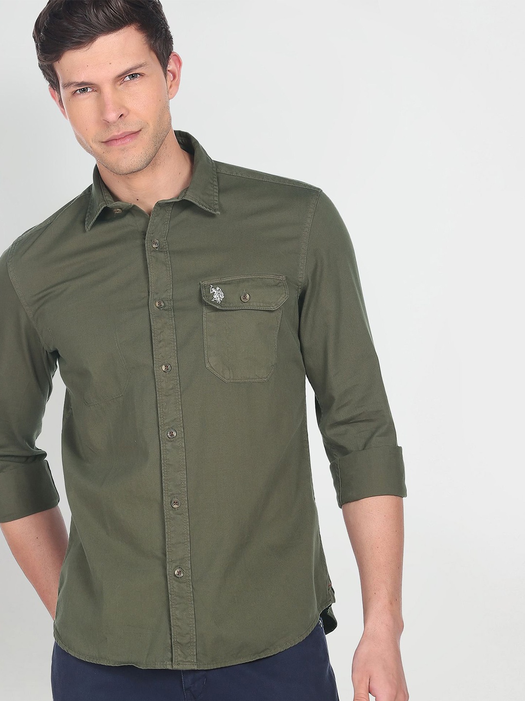 

U.S. Polo Assn. Denim Co. Men Pure Cotton Casual Shirt, Green