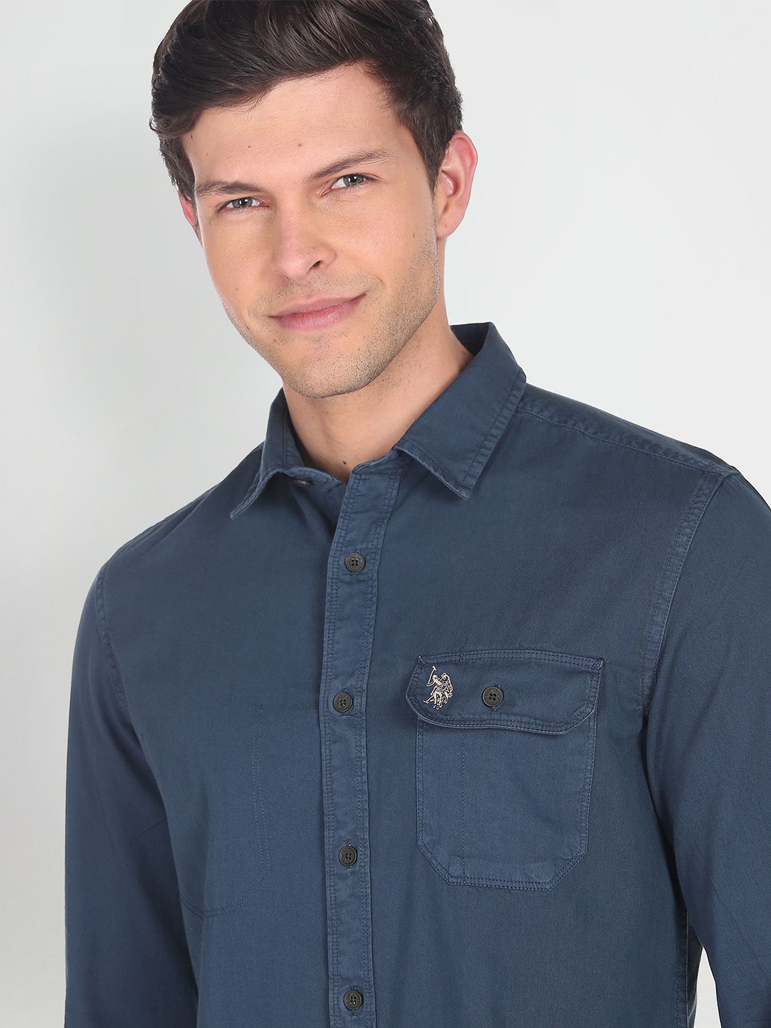 

U.S. Polo Assn. Denim Co. Men Pure Cotton Casual Shirt, Blue