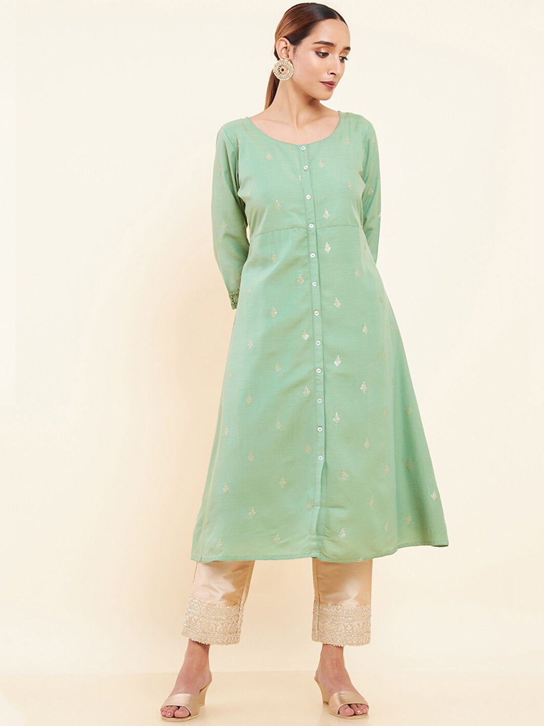 

Maybell Ethnic Motifs Kurta, Green