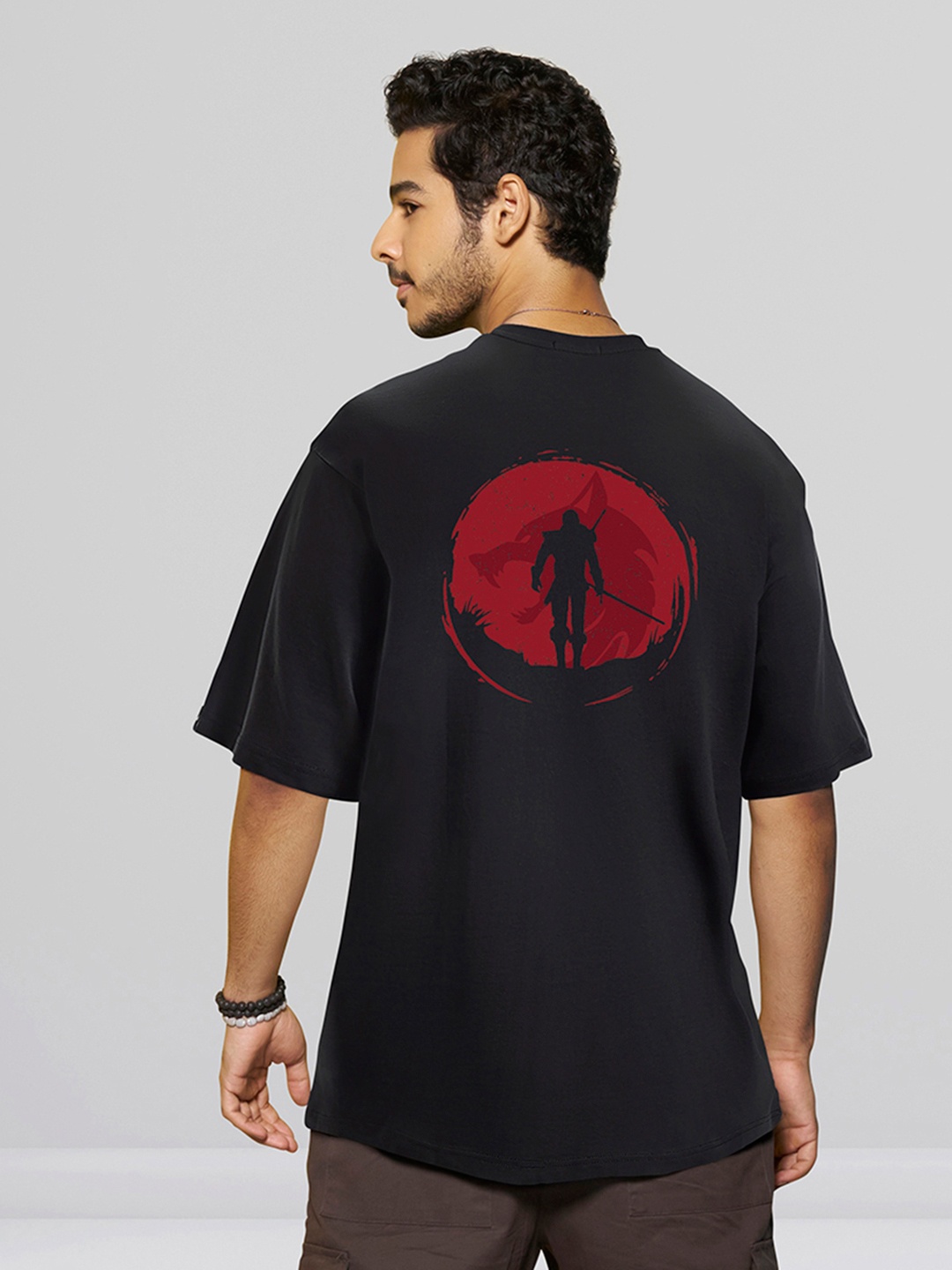 

Bewakoof Men Printed Oversized Cotton T-shirt, Black