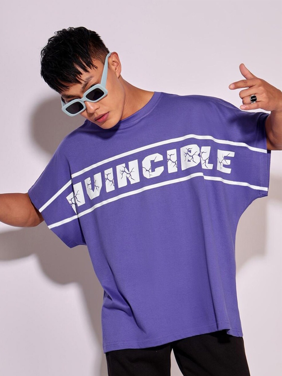 

Bewakoof Men Typography Printed Cotton T-shirt, Purple