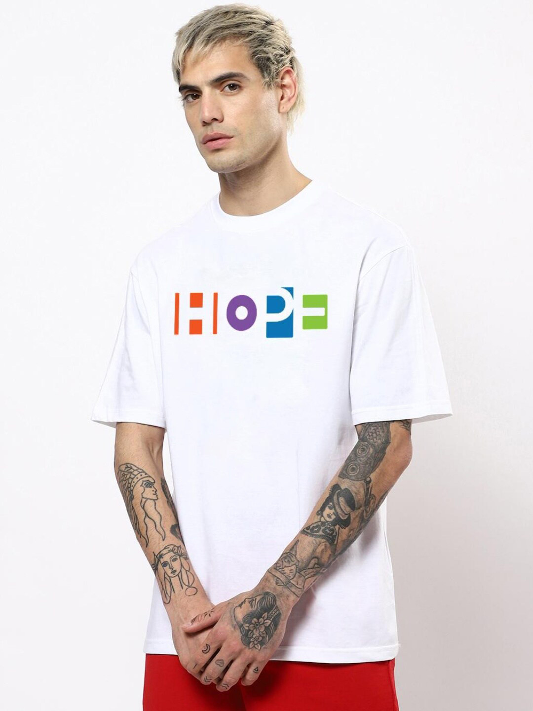 

Bewakoof Pop Hope Typography Oversized T-shirt, White
