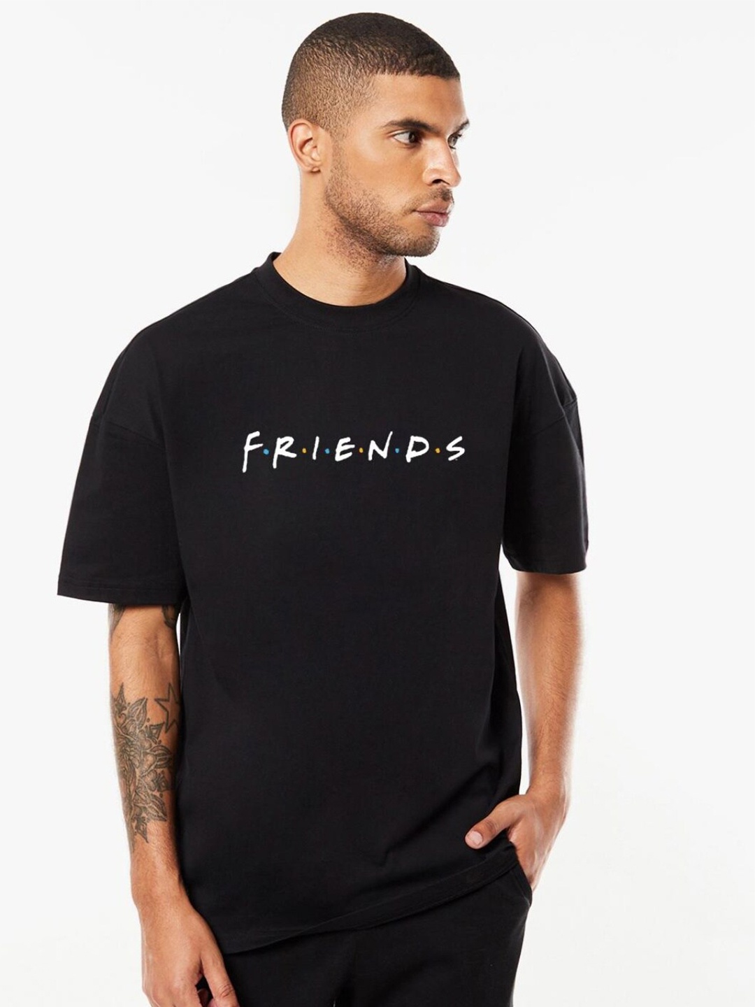 

Bewakoof Men Cotton Typography Printed Loose T-shirt, Black