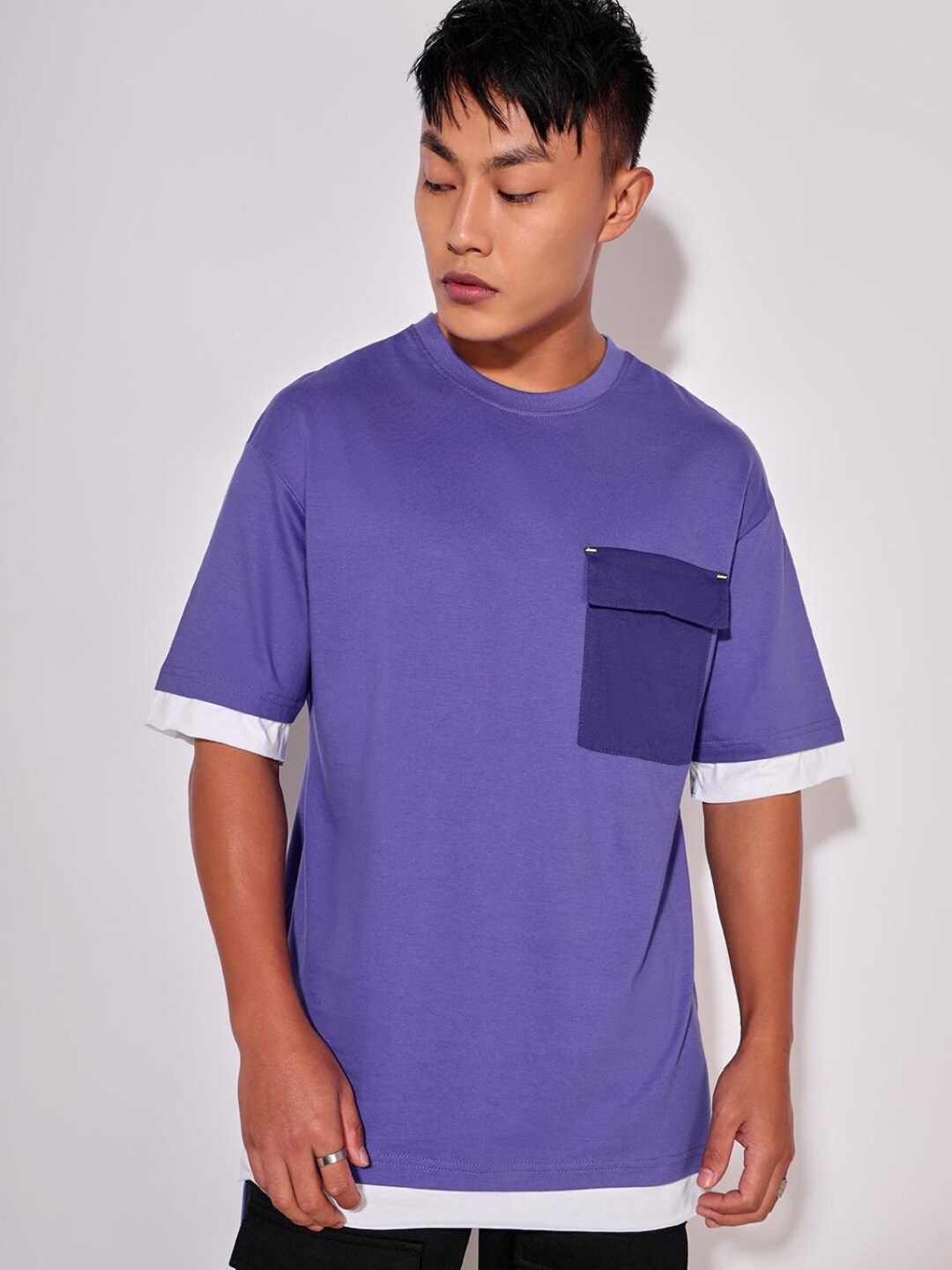 

Bewakoof Men Loose Cotton T-shirt, Blue