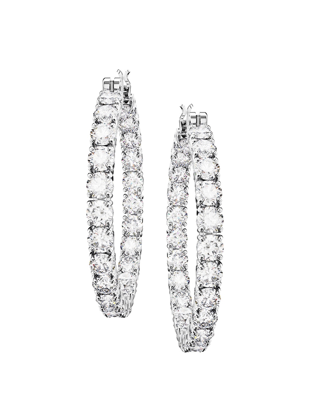 

SWAROVSKI Matrix:PE Hoop M WHI/RHS Earrings, Silver