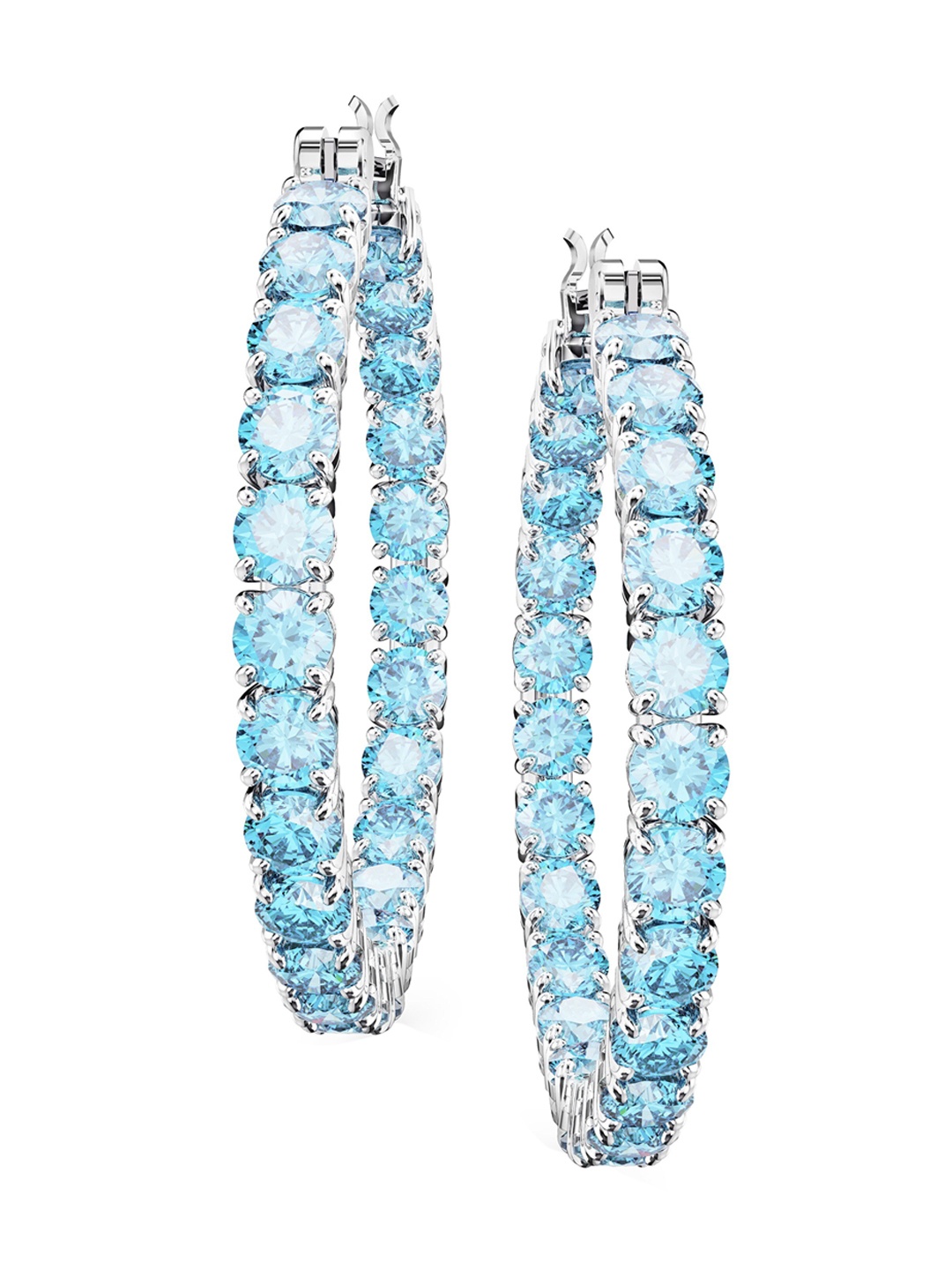 

SWAROVSKI Matrix:PE Hoop M Aquam/RHS Earrings, Silver