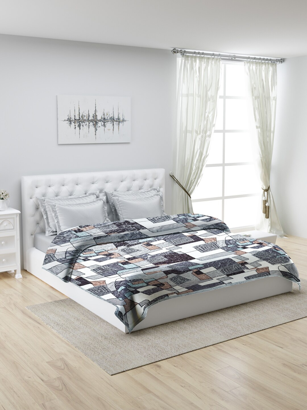 

Monte Carlo Grey & White Mild Winter Single Ply 600 GSM Double Bed Blanket