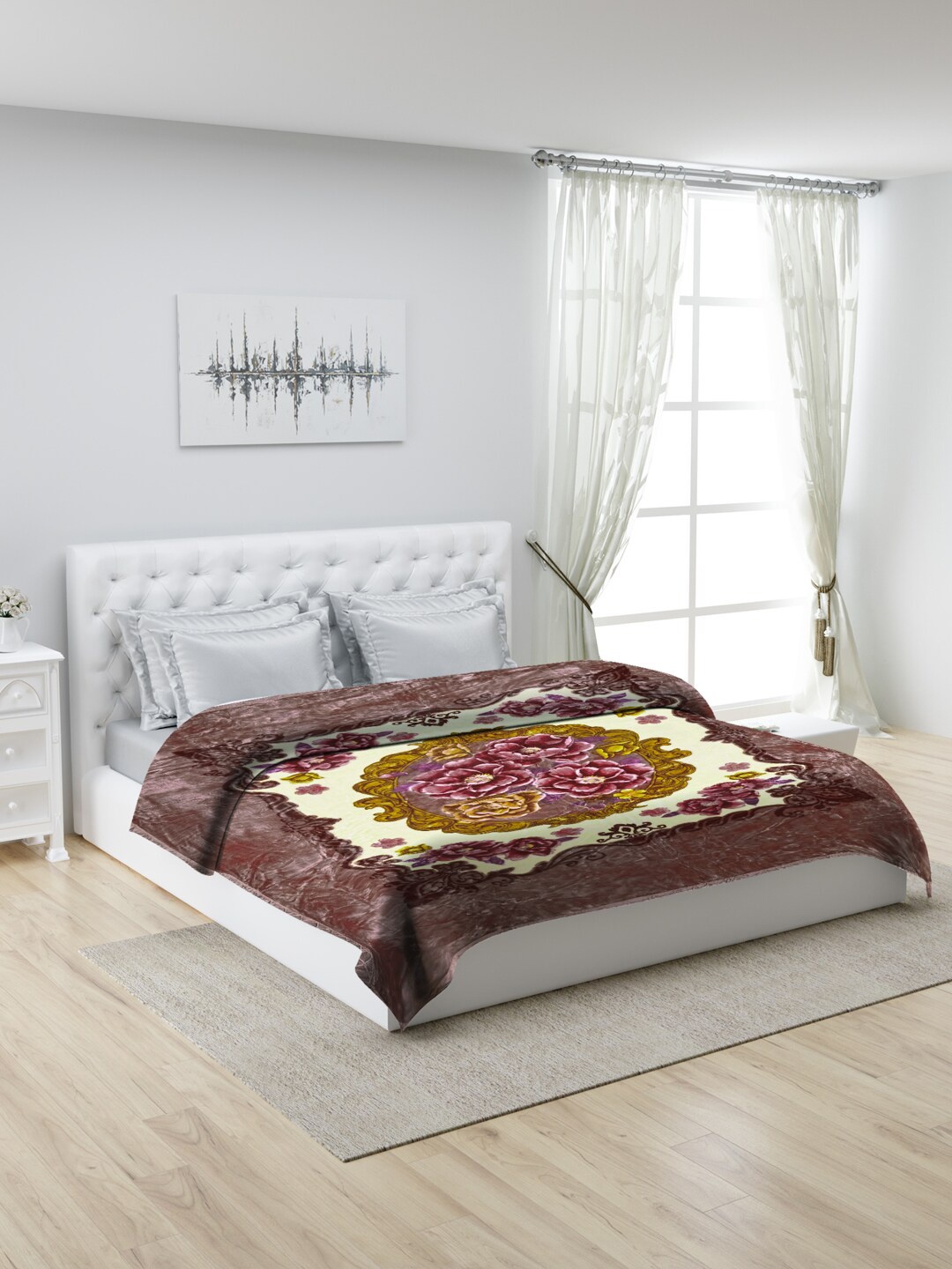 

Monte Carlo Brown & Cream Floral Heavy Winter Single Ply 1000 GSM Double Bed Blanket
