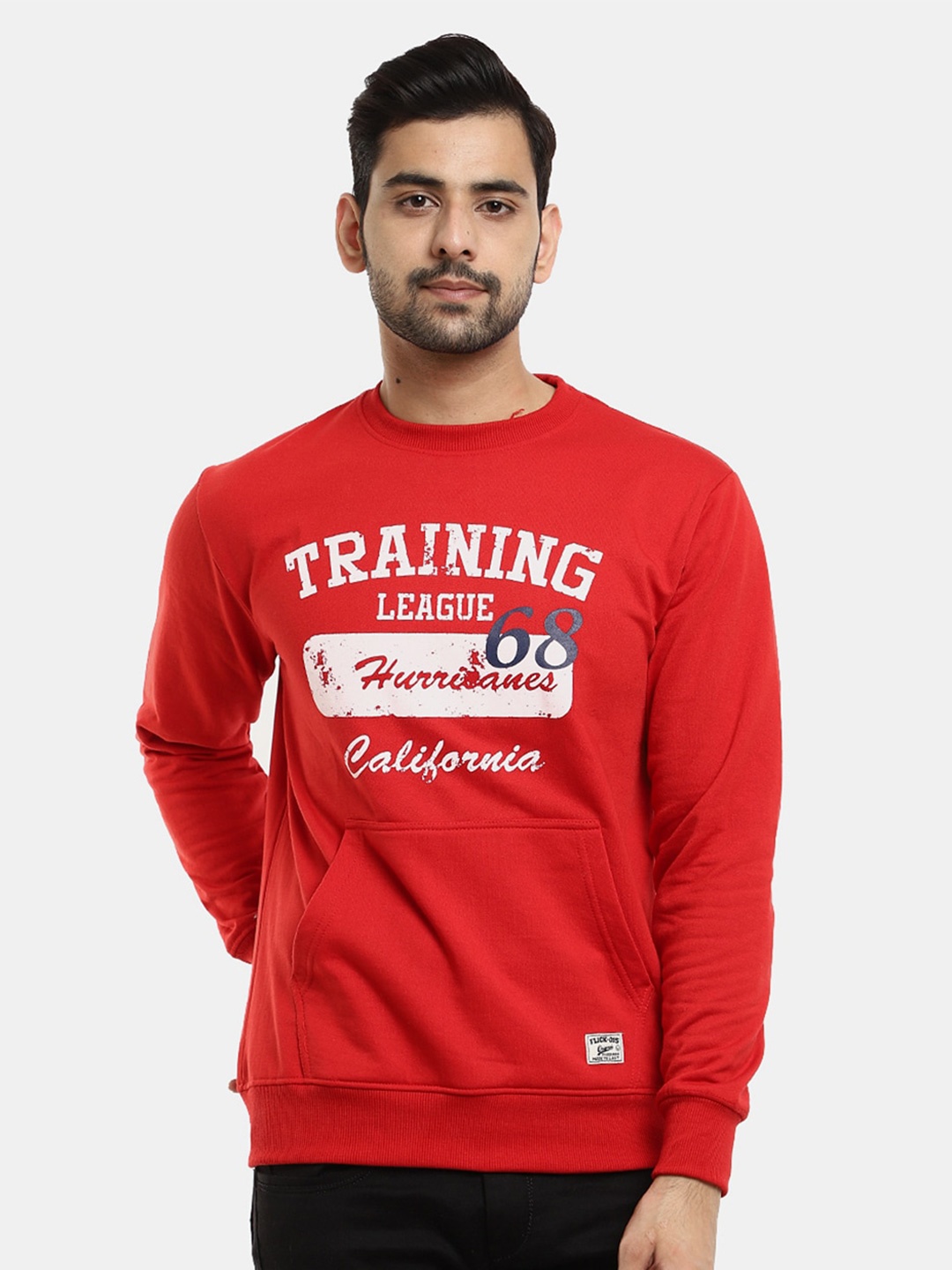 

V-Mart Men Printed Fleece Sweatshirt, Red