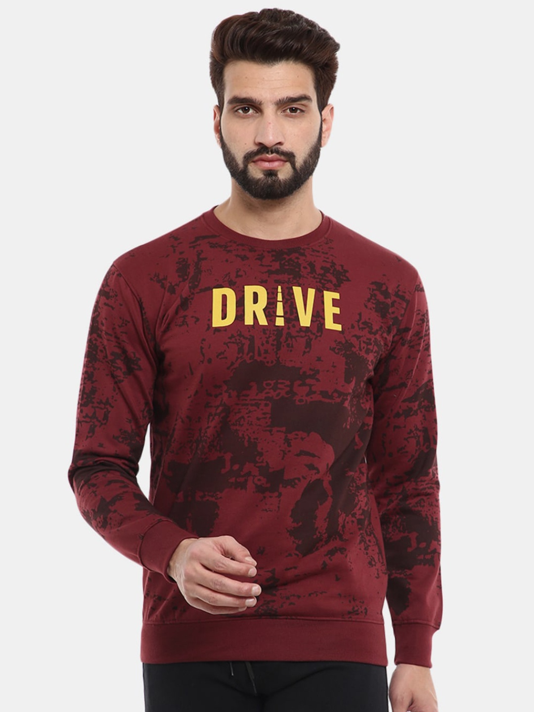 

V-Mart Men Printed Sweatshirt, Maroon