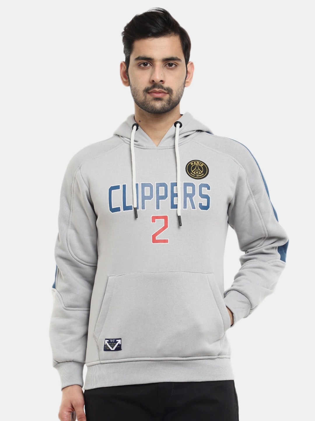 

V-Mart Men Printed Hooded Sweatshirt, Grey