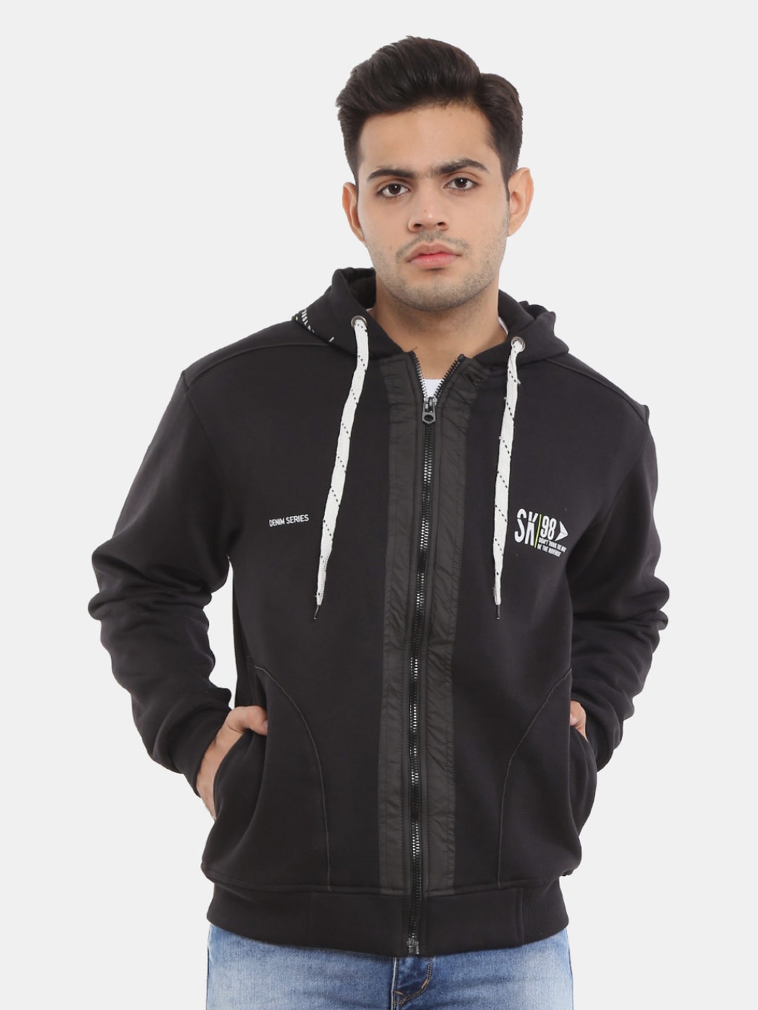 

V-Mart Men Black Hooded Sweatshirt