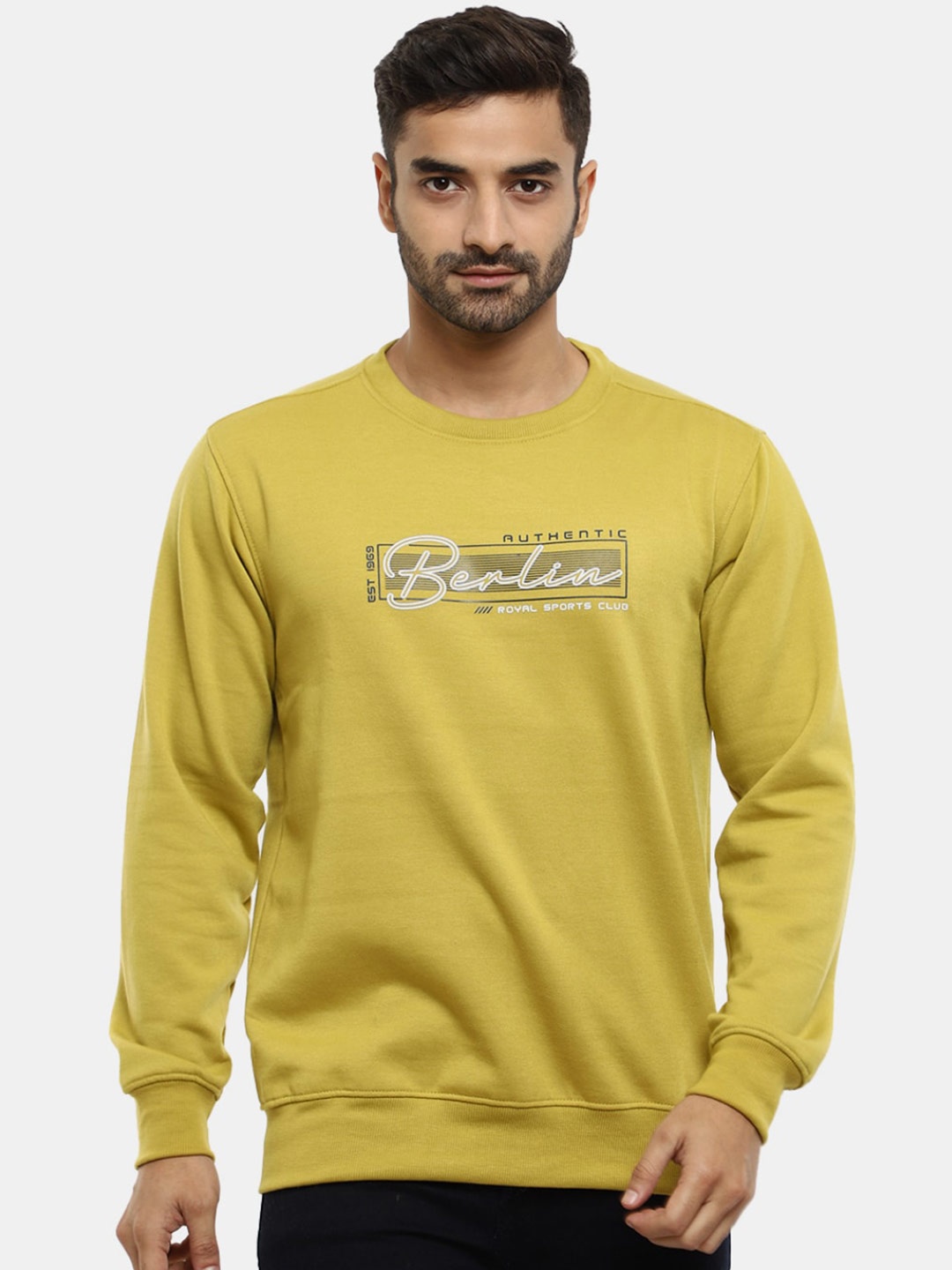

V-Mart Men Typography Printed Fleece Sweatshirt, Green