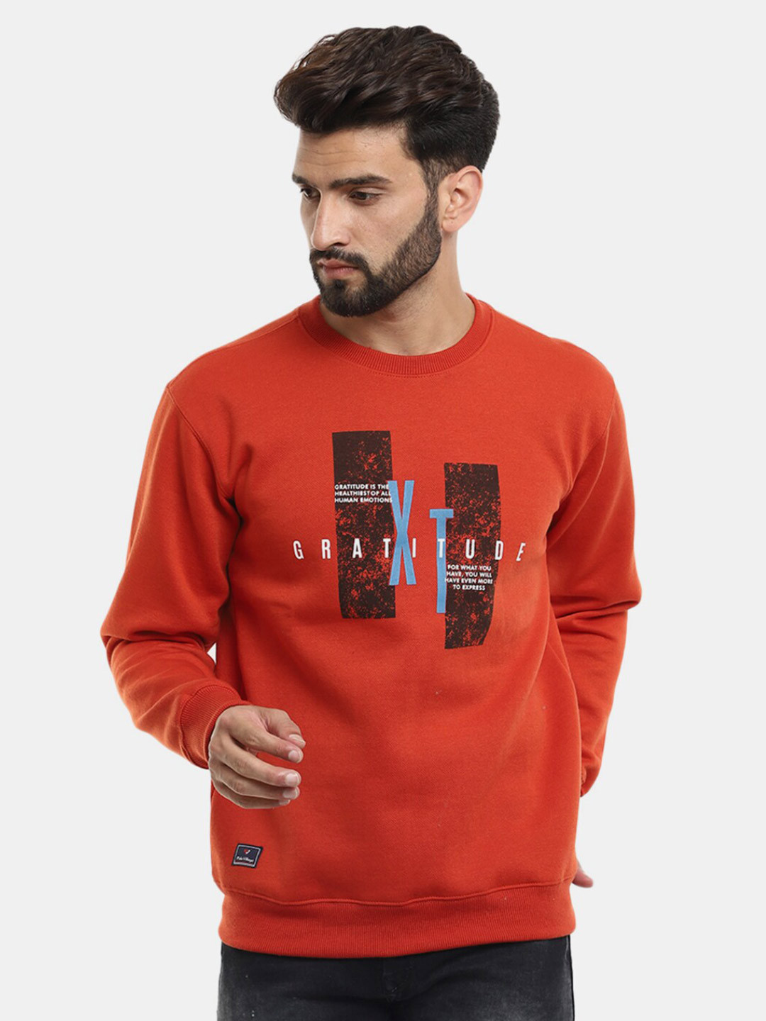 

V-Mart Men Rust Printed Sweatshirt
