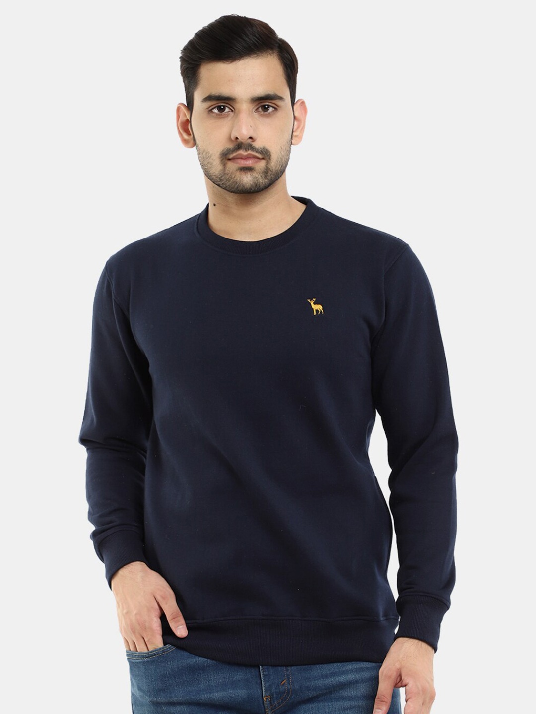 

V-Mart Men Navy Fleece Sweatshirt, Navy blue