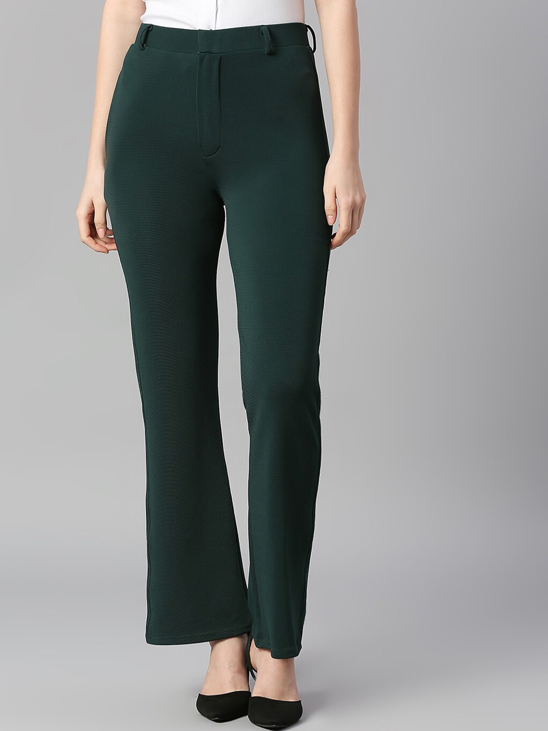 

Smarty Pants Women Relaxed Cotton Formal Trousers, Green