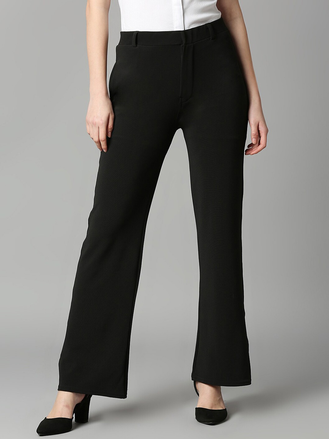 

Smarty Pants Women Relaxed Cotton Formal Trousers, Black