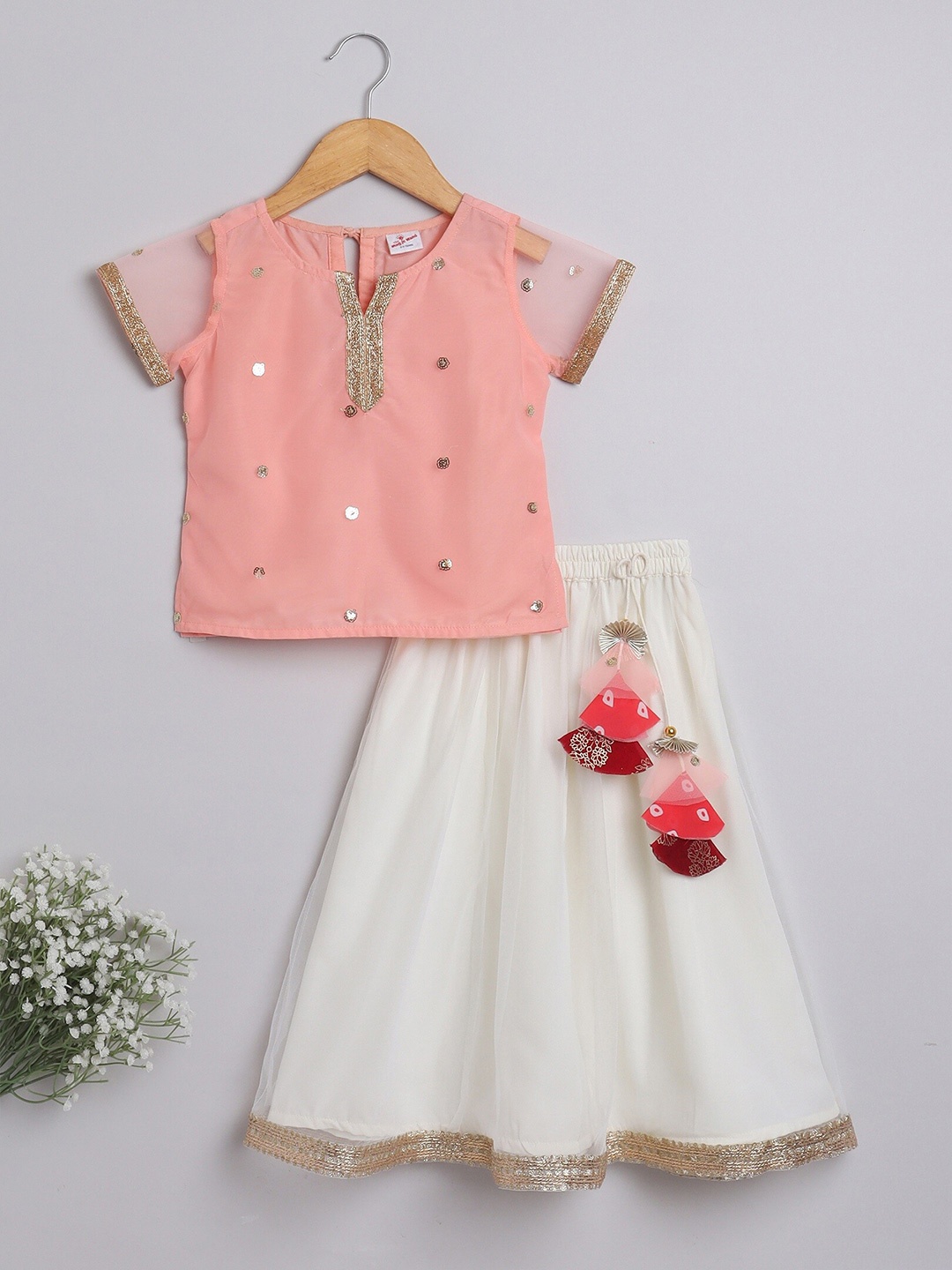 

The Magic Wand Girls Embellished Ready to Wear Lehenga Choli, Peach